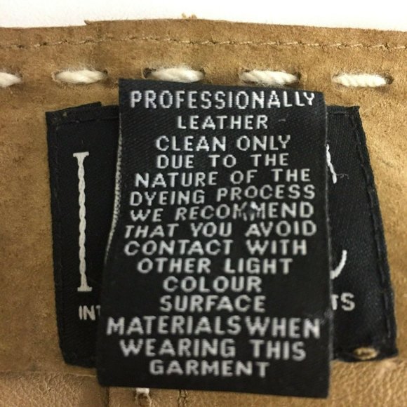 INC Coat M Brown Tan Genuine Leather Belted Boho Womens - Picture 12 of 12